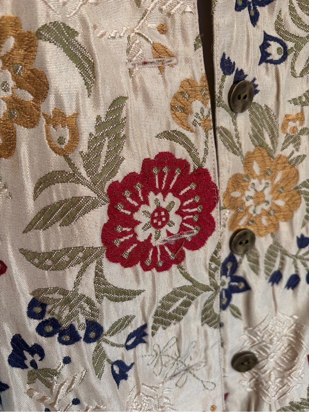 #883 Alfred Dunner Vintage Beige Embroidered Floral Stand-Collar Jacket - Picture 2 of 12